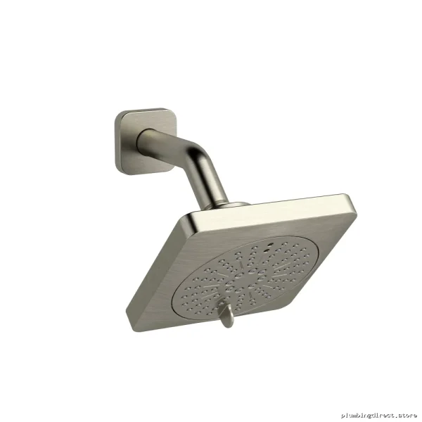 RIOBEL Brushed Nickel 6-Inch 2-Function Square Showerhead with Arm - Salome/Equinox