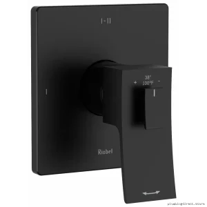 Zendo 3-in-1 Thermostatic Shower Valve Trim (Black) - Model TZOTQ23BK by RIOBEL