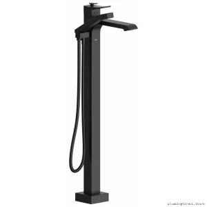 RioBel Zendo Black Single Hole Floor Mount Tub Filler Trim