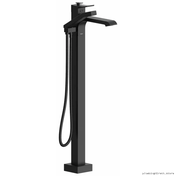 RioBel Zendo Black Single Hole Floor Mount Tub Filler Trim