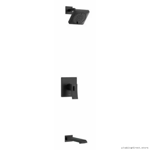 RioBel Zendo Thermostatic Tub/Shower Faucet with PEX Connection - Black Finish