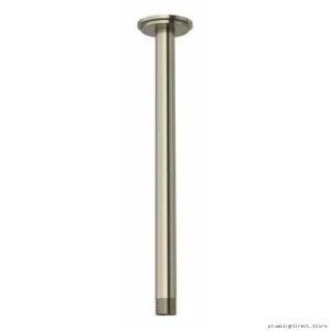 RIOBEL Ceiling Mount Shower Arm - 12 Inch Brushed Nickel with Round Escutcheon