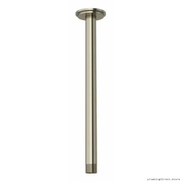 RIOBEL Ceiling Mount Shower Arm - 12 Inch Brushed Nickel with Round Escutcheon