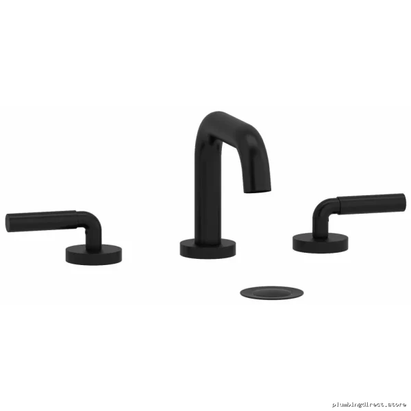 Riu Modern Widespread Bathroom Faucet with U-Shaped Spout & Lever-Handle Design - 1.2 GPM Water Flow - Black