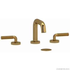 Riu Widespread Bathroom Faucet Kit | U-Shaped Spout, Knurled Lever Handle, 1.2 GPM Flow - Brushed Gold
