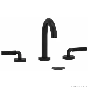 Riu Modern Widespread Faucet - C-Spout Design with Knurled Levers, 1.2 GPM Black Finish