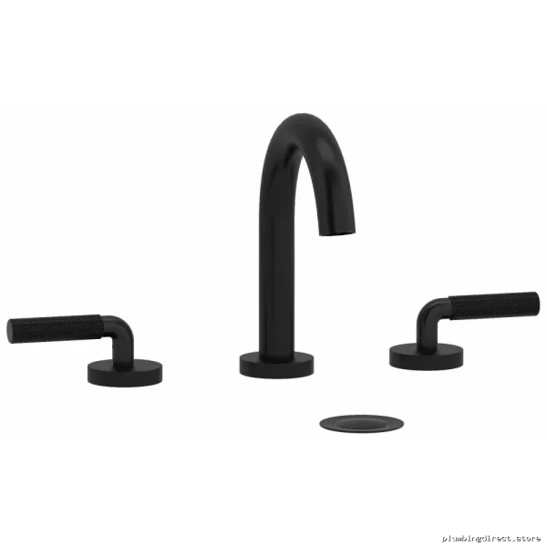 Riu Modern Widespread Faucet - C-Spout Design with Knurled Levers, 1.2 GPM Black Finish