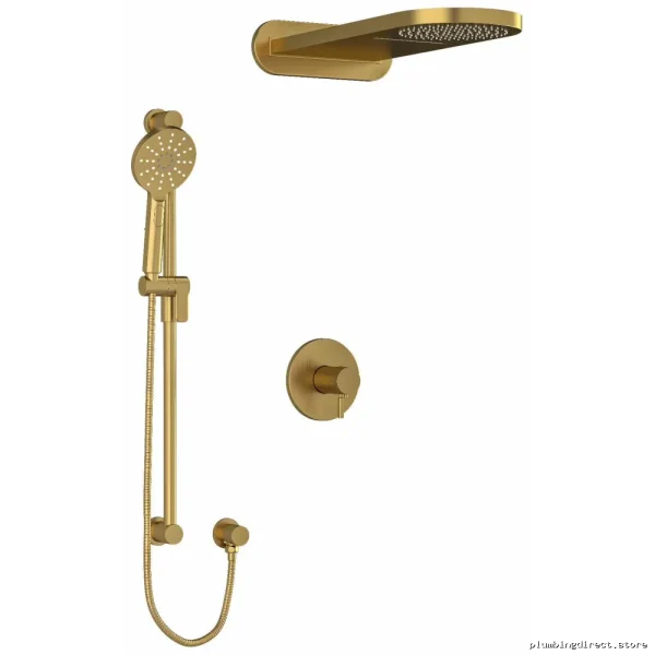 Riu Thermostatic Shower Faucet with Easy Temp Control - Durable Brushed Gold Bathroom Faucet
