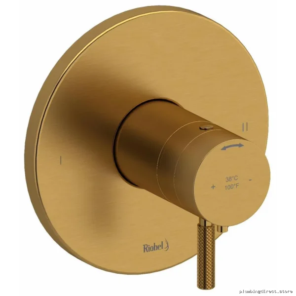 Riu Thermostatic Shower Valve Trim - Dual-Function Temperature & Flow Control - Brushed Gold