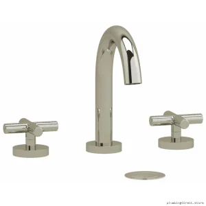 Riu Widespread Mount Bath Faucet C-Spout Cross Handles Polished Nickel