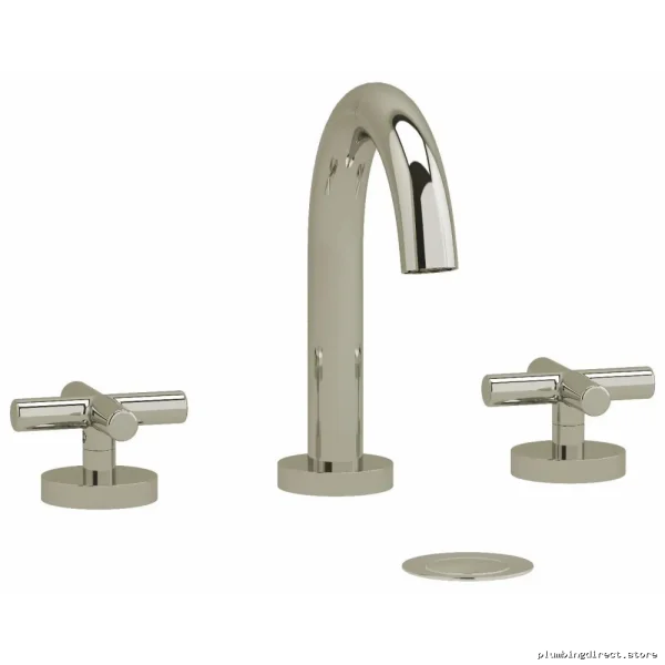 Riu Widespread Mount Bath Faucet C-Spout Cross Handles Polished Nickel