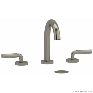 Riu Widespread Bathroom Faucet C-Spout Knurled Lever Handles Low-Flow 1.2GPM Brushed Nickel Modern Design RU08LKNBN RIOBEL