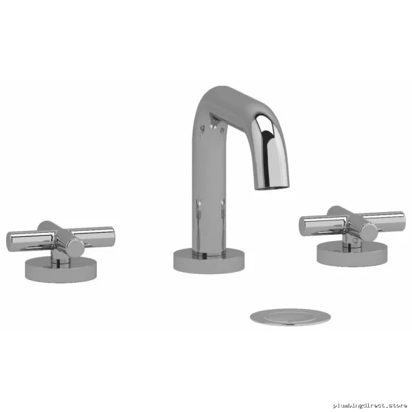 Riu Widespread Bathroom Faucet - U-Spout Cross Handle Design, Low Flow 1.2 GPM Chrome Finish - RUSQ08+C RIOBEL