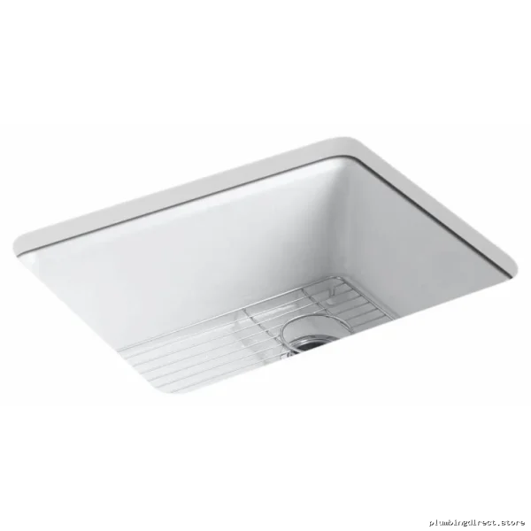 Riverby 25-Inch Single Bowl Undermount Kitchen Sink w/ Rack - White - Image 2