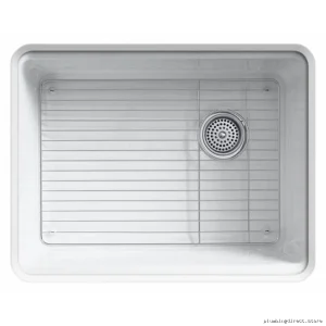 Riverby 25-Inch Single Bowl Undermount Kitchen Sink w/ Rack - White