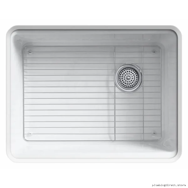 Riverby 25-Inch Single Bowl Undermount Kitchen Sink w/ Rack - White