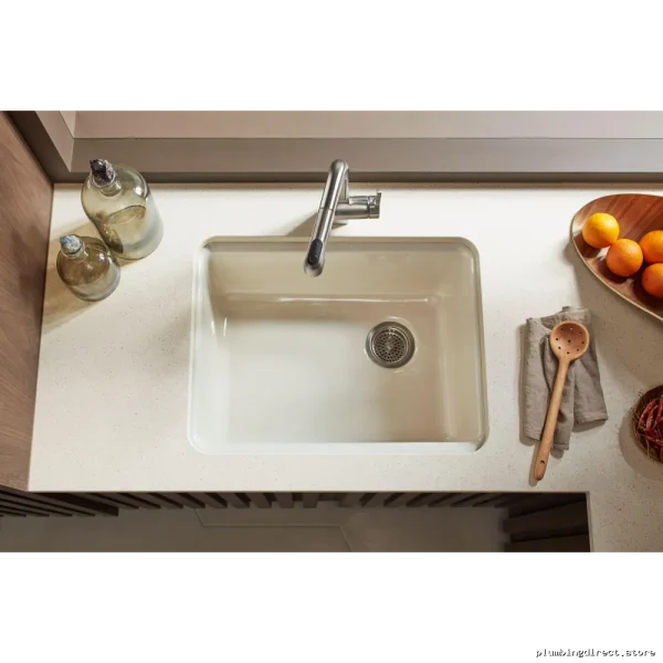 Riverby 25-Inch Single Bowl Undermount Kitchen Sink w/ Rack - White - Image 5