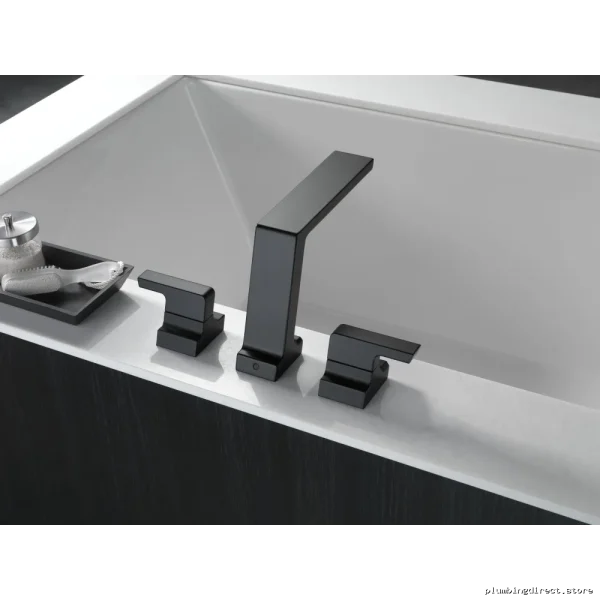 Matte Black Roman Tub Faucet Trim - Elegant Delta T2799-BL - Image 2