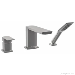 3-Piece Roman Tub Faucet Set with Handheld Shower - Pure Nickel Finish