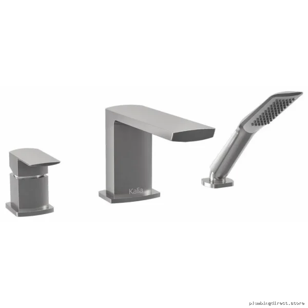 3-Piece Roman Tub Faucet Set with Handheld Shower - Pure Nickel Finish