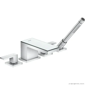 Roman Tub Faucet Trim with Hand Shower - 4-Hole Chrome Axor MyEdition Luxury Kitchen Faucet Set
