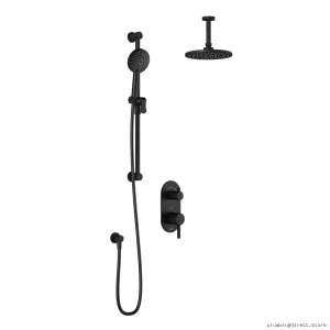 RoundOne TD2 Thermostatic Shower System - Vertical Ceiling Arm & Integrated Diverter, Matte Black BF1638-160-001