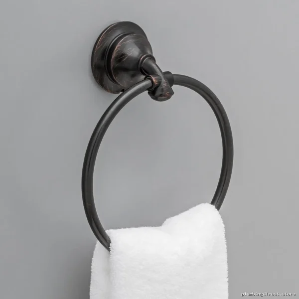 Rustic Venetian Bronze Towel Ring for Bathrooms - Delta 79446-RB Linden - Image 2