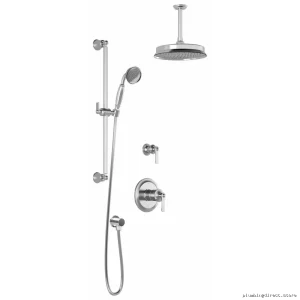 Rustik TD2 Thermostatic Shower System - Vertical Ceiling Arm Design, Chrome Finish