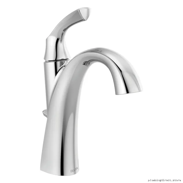 Sandover Chrome Single Hole Bathroom Faucet with Delta Handle - Model 15748LF - Image 2