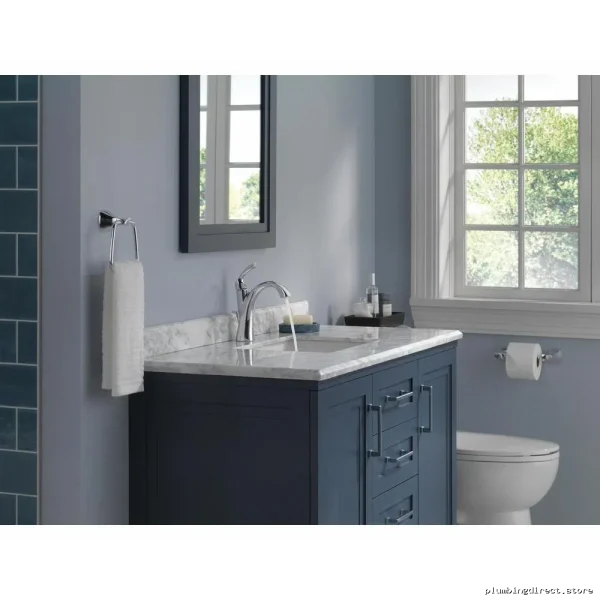 Sandover Chrome Single Hole Bathroom Faucet with Delta Handle - Model 15748LF - Image 3