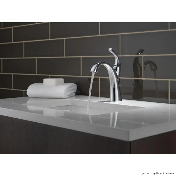 Sandover Chrome Single Hole Bathroom Faucet with Delta Handle - Model 15748LF - Image 4