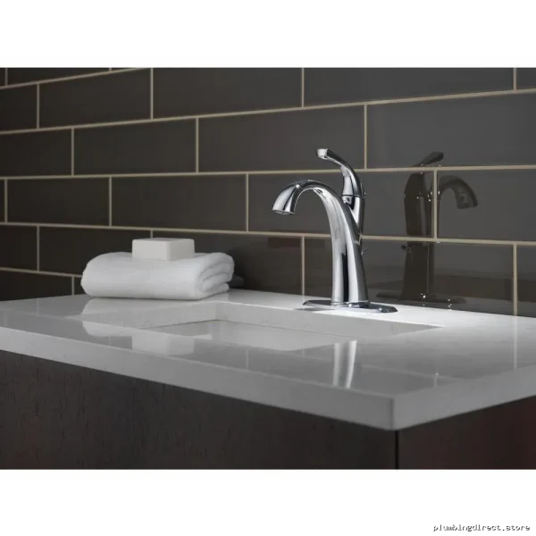 Sandover Chrome Single Hole Bathroom Faucet with Delta Handle - Model 15748LF - Image 5