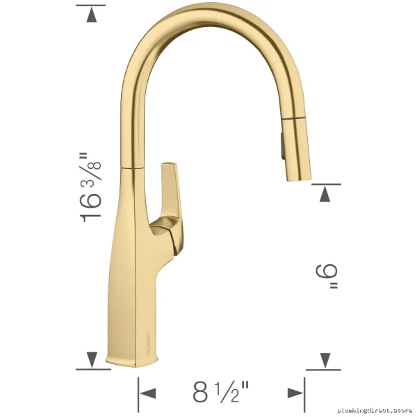 Rivana Satin Gold Kitchen Faucet with Pull-Down Spray - Model 442985 Blanco - Image 3