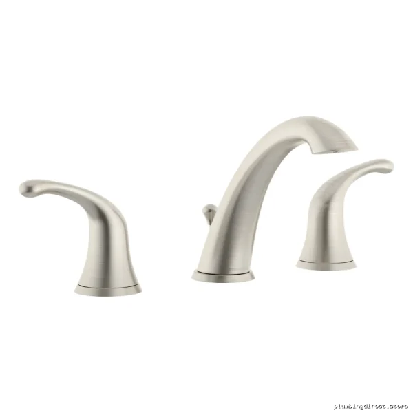 Satin Nickel Bathroom Sink Faucet Kit With Wide Spread Arms And Pop Up