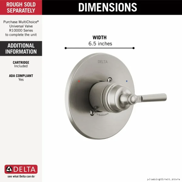 Saylor Monitor 14 Series T14035-SS Delta Stainless Valve Trim Kit – Durable & Corrosion-Resistant - Image 2