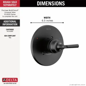 Saylor Monitor Series 14 High-Performance Valve Trim - Matte Black T14035-BL Delta