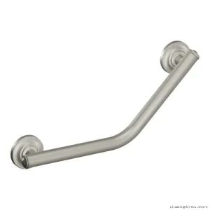 Secure Bathroom Safety Angled Grab Bar in Brushed Nickel