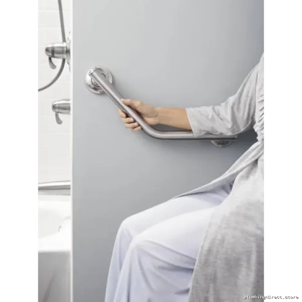 Secure Bathroom Safety Angled Grab Bar in Brushed Nickel - Image 3