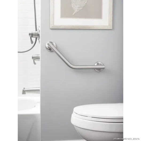 Secure Bathroom Safety Angled Grab Bar in Brushed Nickel - Image 4