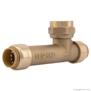 3/4" x 3/4" x 3/4" Brass FPT Slip Tee Center Lead-Free - Sharkbite U3486LF