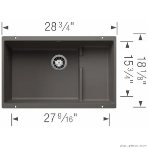 Silgranit Undermount Sink 1.5 Bowl Volcano Gray Precis Cascade 402928 Blanco