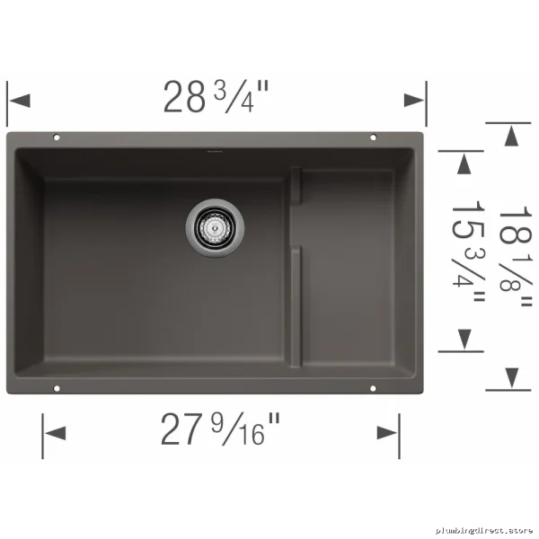 Silgranit Undermount Sink 1.5 Bowl Volcano Gray Precis Cascade 402928 Blanco