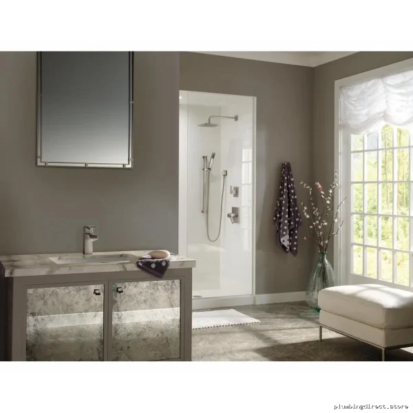 Single Hole Bathroom Faucet 0.5 GPM Stainless Steel Delta Spout Faucet Model 586LF-SSMPU - Image 2