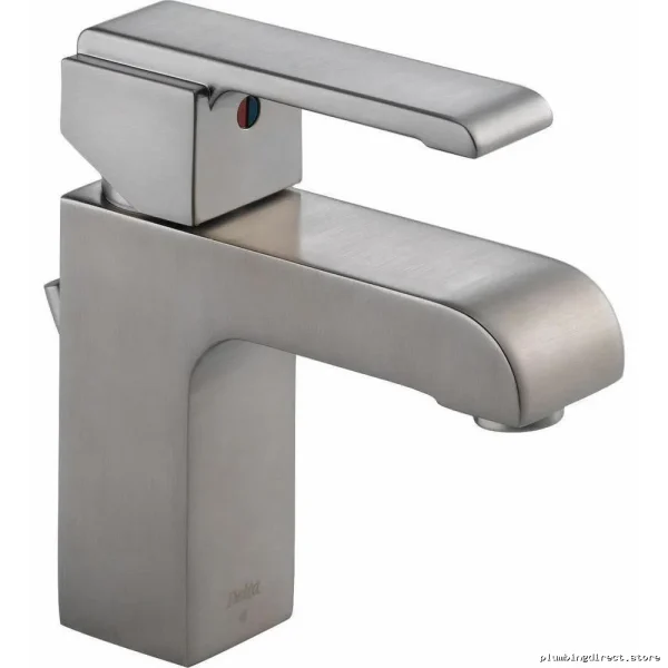 Single Hole Bathroom Faucet 0.5 GPM Stainless Steel Delta Spout Faucet Model 586LF-SSMPU