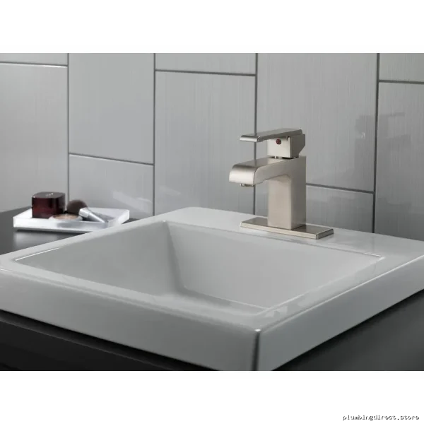 Single Hole Bathroom Faucet 0.5 GPM Stainless Steel Delta Spout Faucet Model 586LF-SSMPU - Image 3