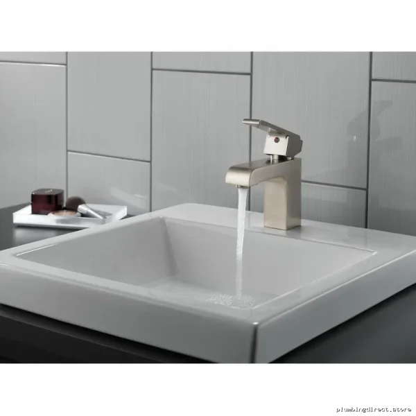 Single Hole Bathroom Faucet 0.5 GPM Stainless Steel Delta Spout Faucet Model 586LF-SSMPU - Image 4