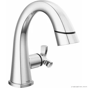 Single Hole Bathroom Faucet with Pulldown Spray | Lumicoat Chrome