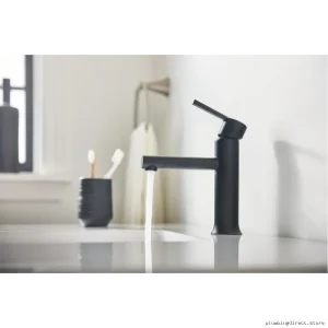 Single Hole Bathroom Faucet Matte Black Escutcheon - Arlys 84770BL Moen