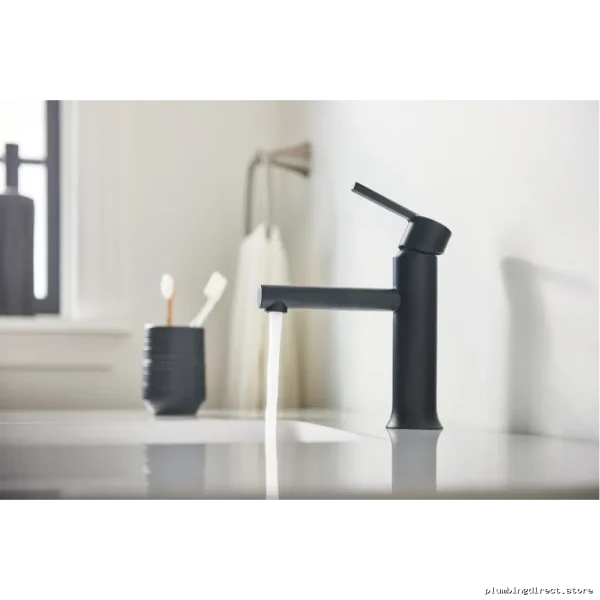 Single Hole Bathroom Faucet Matte Black Escutcheon - Arlys 84770BL Moen