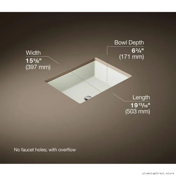 Sleek Verticyl Rectangle Undermount Bathroom Sink | Kohler Dune 2882-NY - Image 5